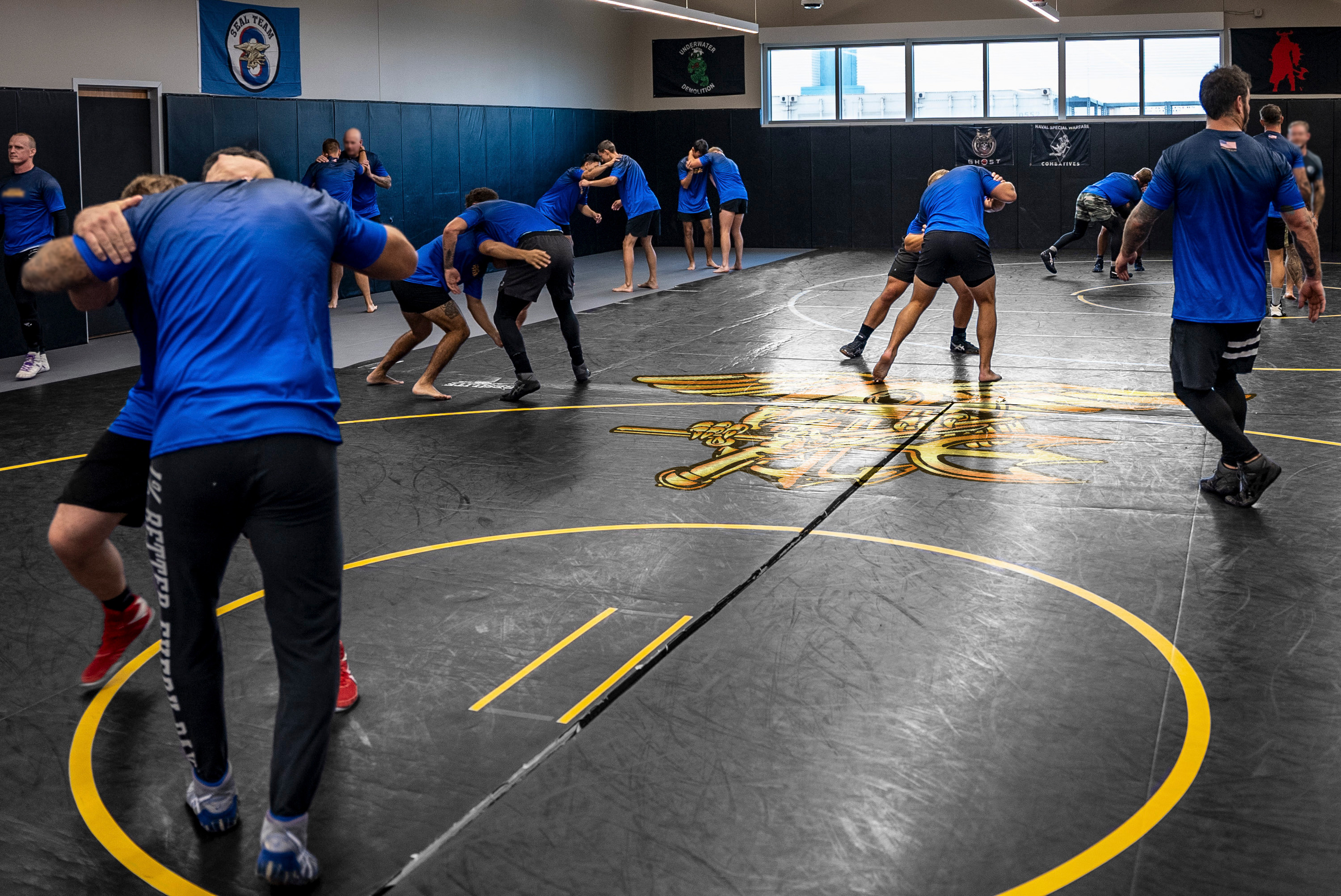 CORONADO, Calif. (Sept. 12, 2023) West Coast based Naval Special Warfare Sailors participate in an NSW combatives program training session.