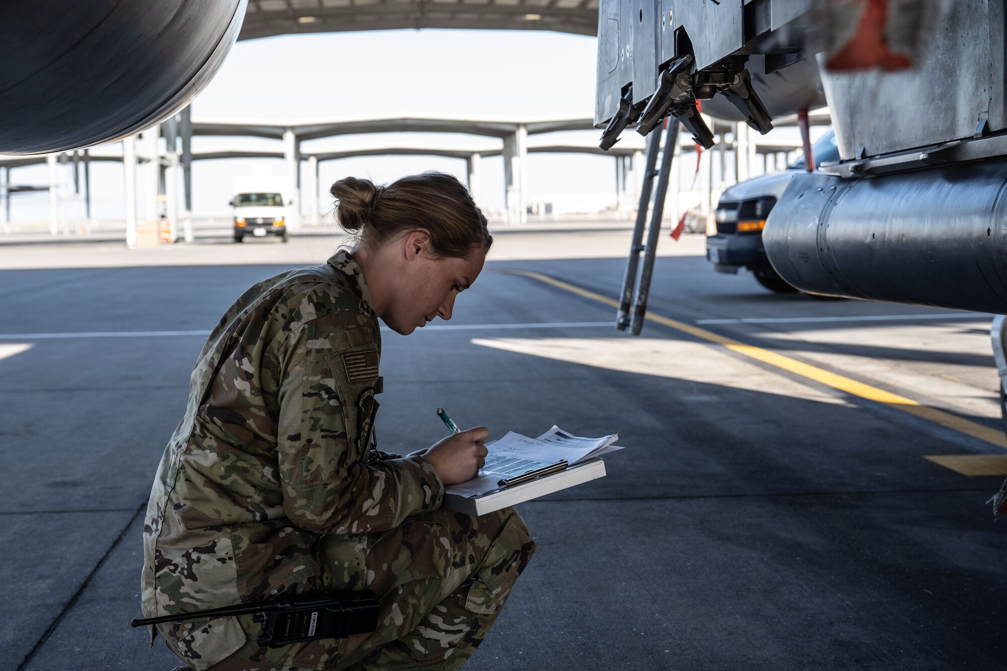 Photo of Airman working on F-15E Strike Eagle