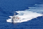 The unmanned surface vessel Ranger transits the Pacific Ocean during Integrated Battle Problem (IBP) 23.2, Sep. 7, 2023. IBP 23.2 is a Pacific Fleet exercise to test, develop and evaluate the integration of unmanned platforms into fleet operations to create warfighting advantages. (U.S. Navy photo by Mass Communication Specialist 2nd Class Jesse Monford)