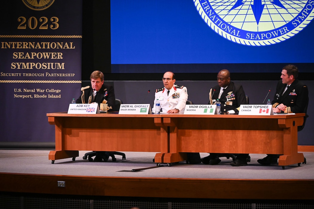 International heads of navy speak on a panel during the 25th International Seapower Symposium.