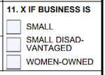 Box 11 of the Order for Supplies or Services (DD1155 Form) for X if Business is any of the following: Small, Small Disadvantaged, and/or Women-Owned