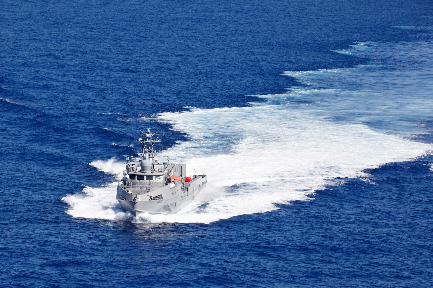 The unmanned surface vessel Ranger transits the Pacific Ocean during Integrated Battle Problem (IBP) 23.2, Sep. 7, 2023. IBP 23.2 is a Pacific Fleet exercise to test, develop and evaluate the integration of unmanned platforms into fleet operations to create warfighting advantages. (U.S. Navy photo by Mass Communication Specialist 2nd Class Jesse Monford)