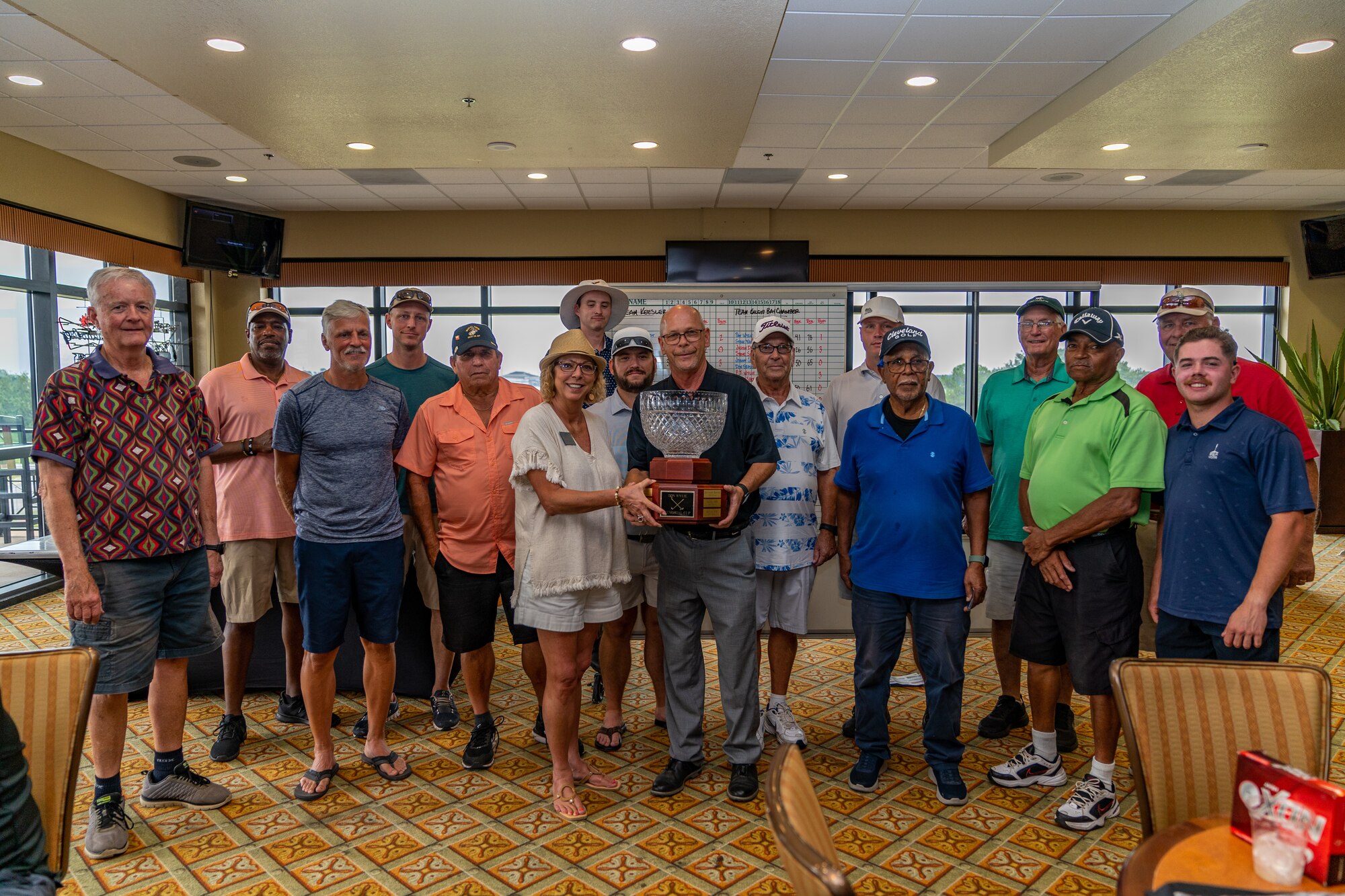 Team Keesler poses with the trophy after winning this year’s Don Wylie Golf Tournament at Keesler Air Force Base, Mississippi, Sept. 16, 2023.