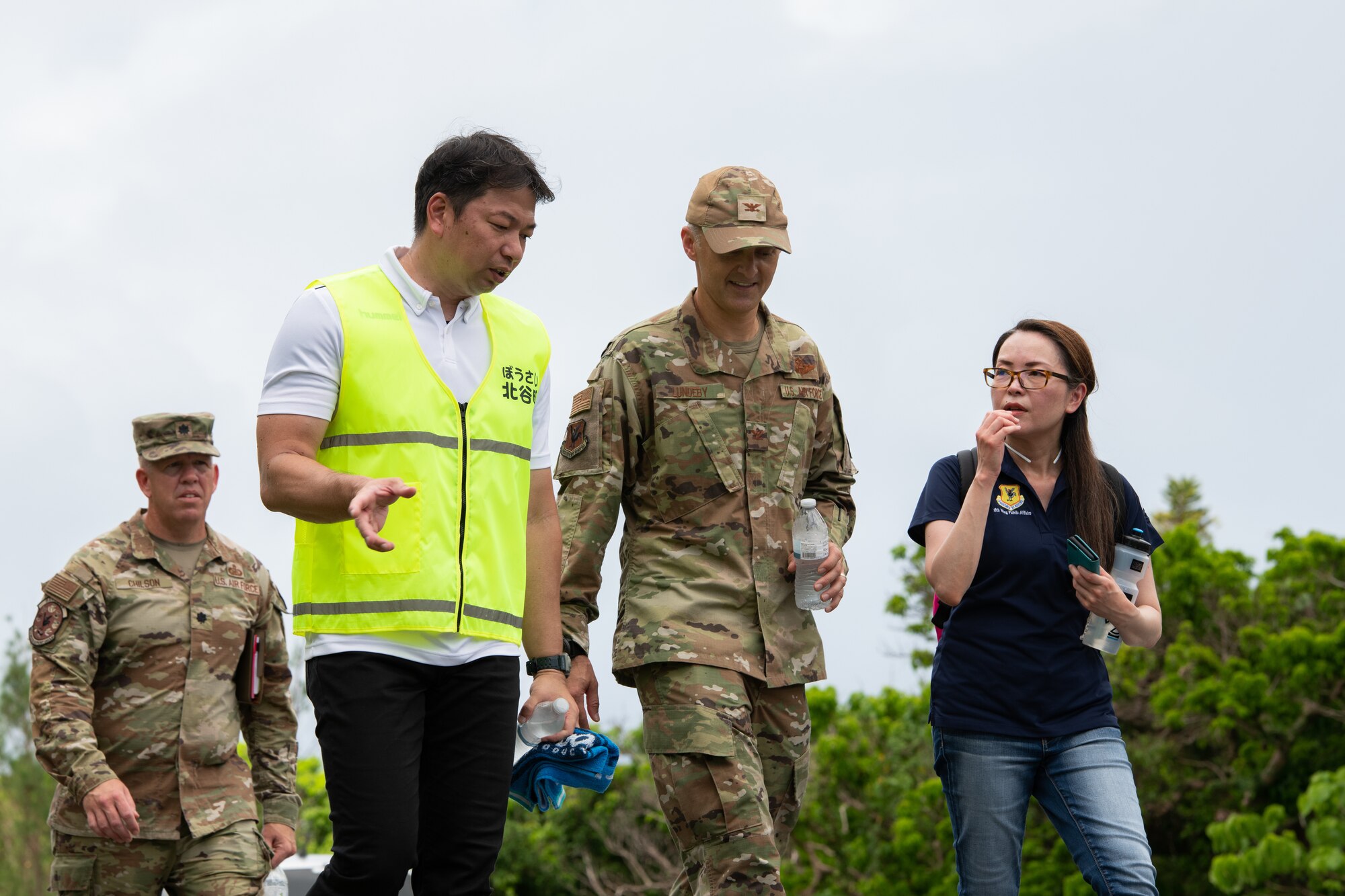 Local leaders talk during the exercise.
