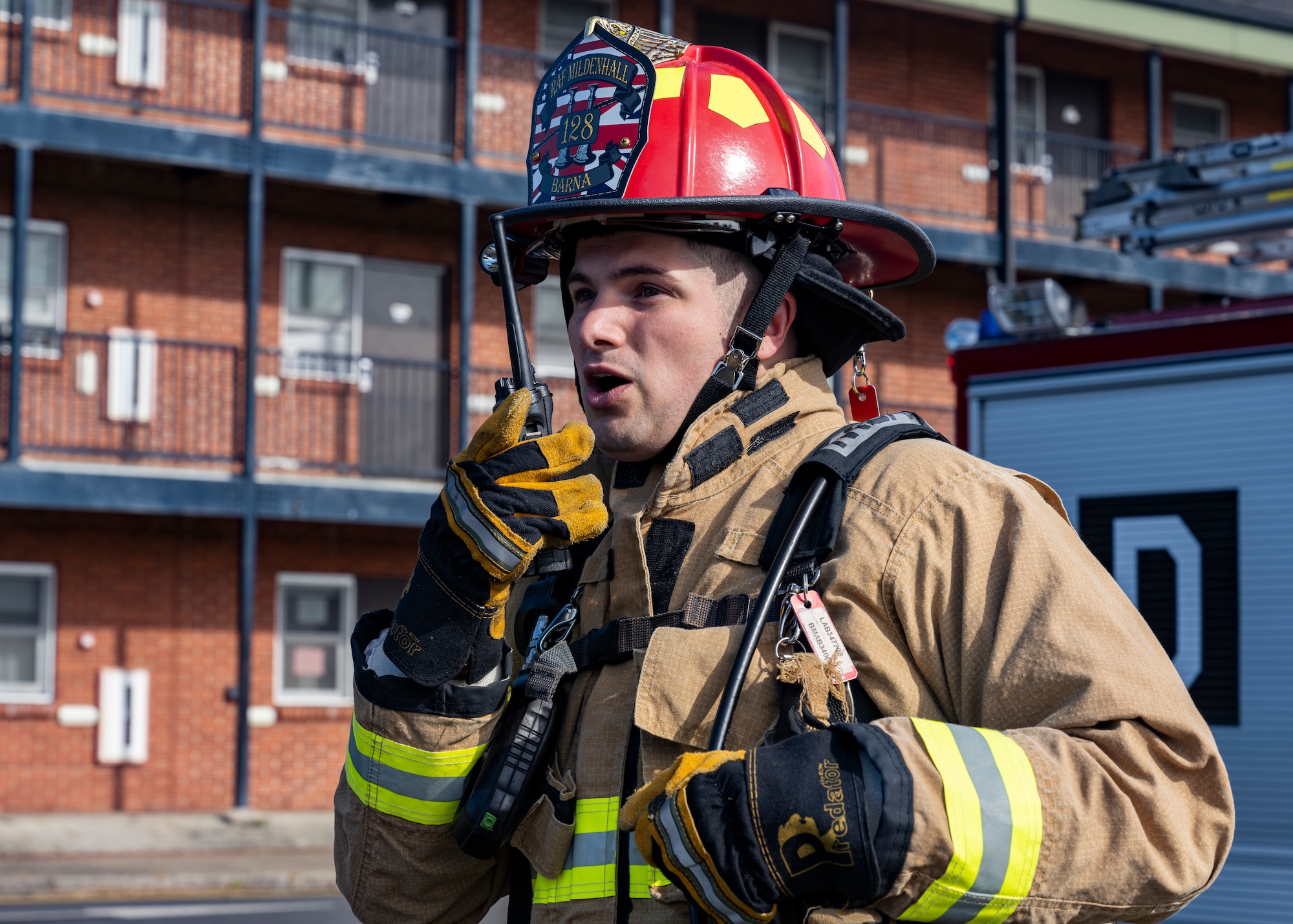 The exercise allowed 100th CES firefighters to use their expertise to perform a vehicle extraction where simulated mannequins are trapped in a wrecked vehicle.