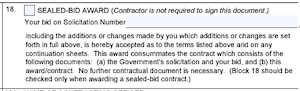 Box 18 of the Award/Contract (SF26 Form) for Sealed-Bid Award information. See adjacent text or context for equivalent information of image.