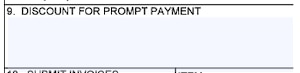 Box 9 of the Award/Contract (SF26 Form) for Discount for Prompt Payment