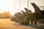 Photo of Airmen from the 158th Fighter Wing prepare for the third day of the William Tell competition at the Savannah Air National Guard Base, Georgia, Sept. 13, 2023. William Tell simulates real combat scenarios, challenging participants in air-to-air combat, aerial gunnery and air-to-ground targeting, including the combat and control aspects relating to participating aerial assets.