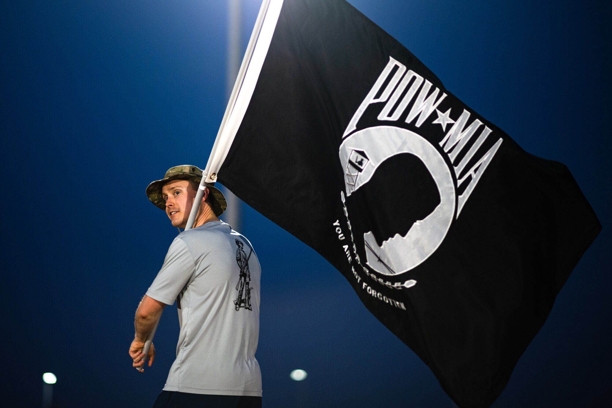 Person carrying a flag