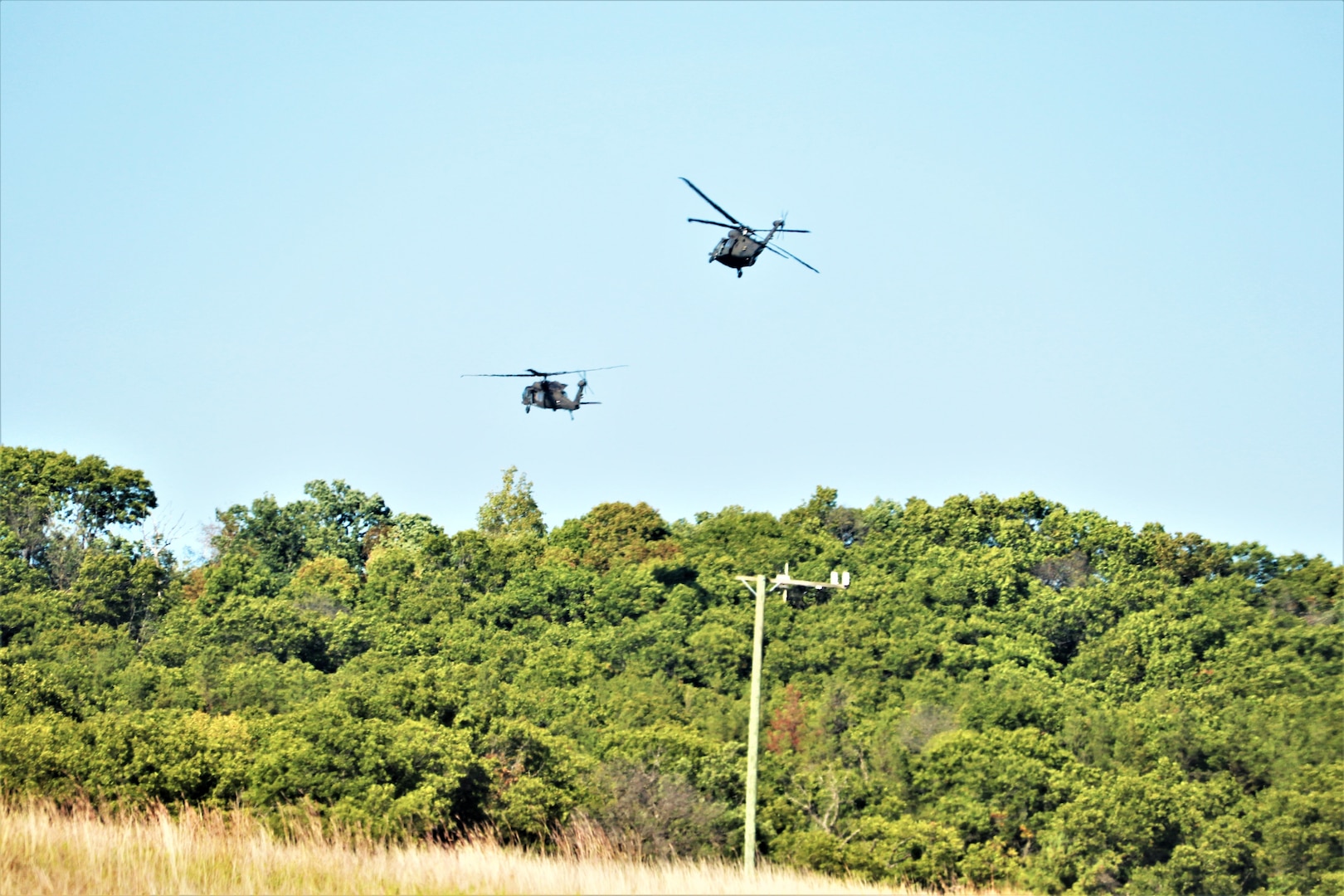 Aircrews with the Wisconsin National Guard’s 1st Battalion, 147th Aviation Regiment, operate UH-60 Black Hawk helicopters Sept. 14, 2023, at Fort McCoy, Wis. Members of the unit regularly complete training at Fort McCoy and support training events at the installation.