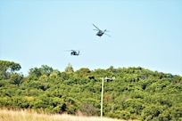 Aircrews with the Wisconsin National Guard’s 1st Battalion, 147th Aviation Regiment, operate UH-60 Black Hawk helicopters Sept. 14, 2023, at Fort McCoy, Wis. Members of the unit regularly complete training at Fort McCoy and support training events at the installation.