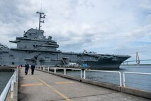 Joint Base Charleston service members attended a Bells Across America ceremony aboard the decommissioned aircraft carrier USS Yorktown