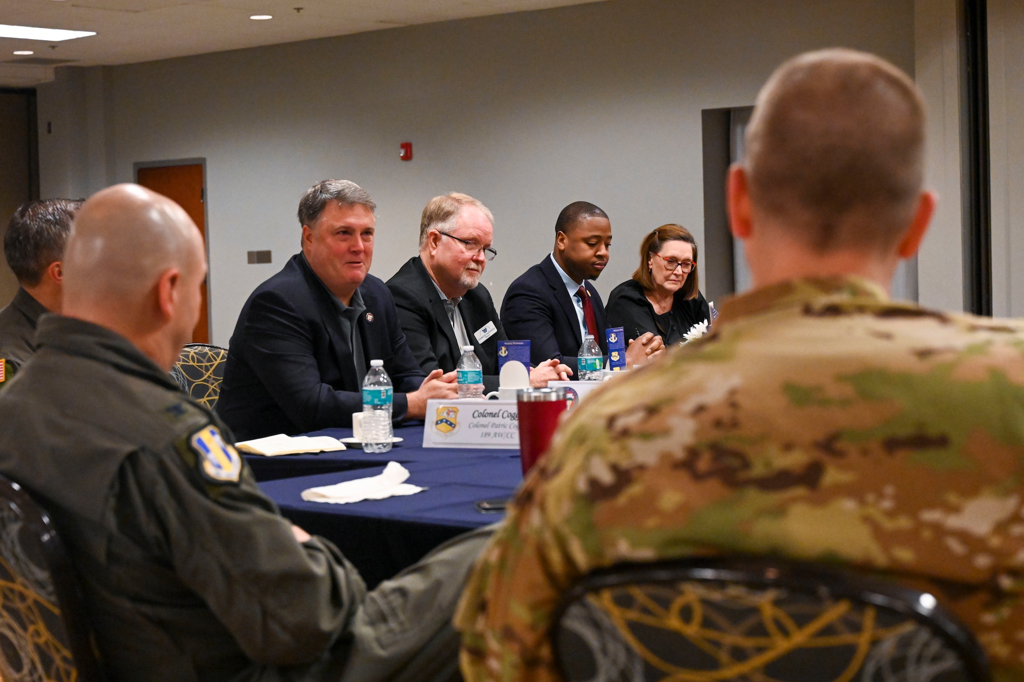 Jacksonville Mayor Jeff Elmore, along with other local Arkansas mayors and elected officials speak with Team Little Rock leadership during a breakfast