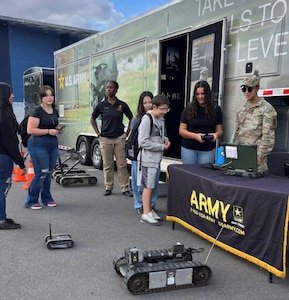 Students receive hands-on experience with Army Robotics.