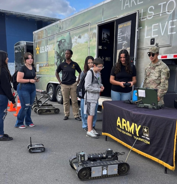 Students receive hands-on experience with Army Robotics.