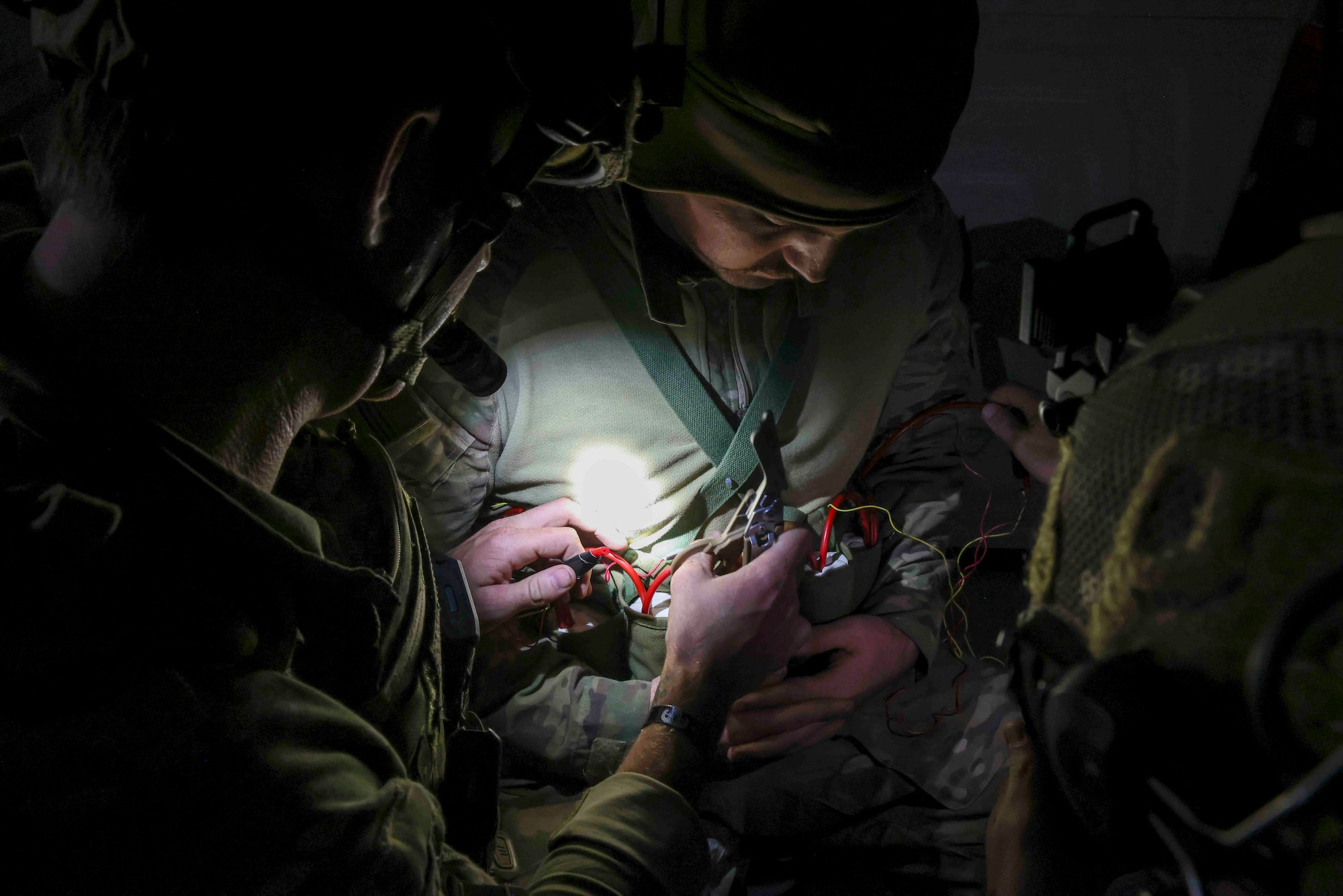 U.S. Air Force Tech. Sgt. Andrew Briggs, 60th Civil Engineer Squadron explosive ordnance disposal (EOD) technician from Travis Air Force Base, defuses an improvised explosive device during a simulated hostage situation Sept. 21, 2023, at Beale AFB, California.