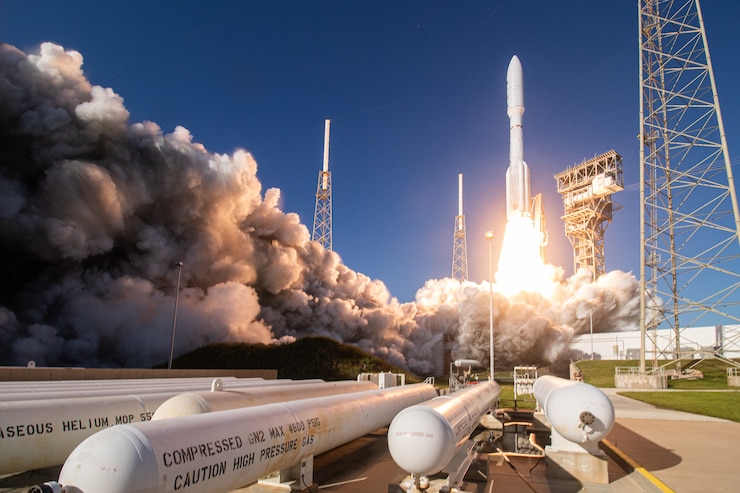 a rocket launches in to the sky