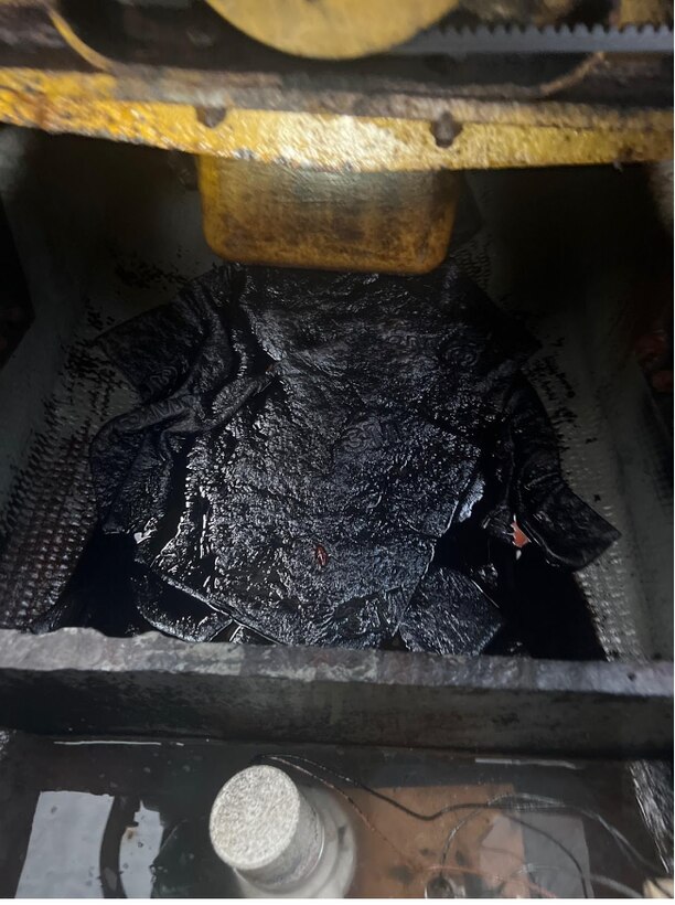 Multiple violations have led Coast Guard marine inspectors from Sector Key West to issue Flag State Detention for the 36-foot small passenger vessel Barracuda in Marathon, Florida, Sept. 20, 2023. Some of the noted discrepancies included significant amounts of oil and hydraulic fluid in the bilges, electrical wiring hazards, non-compliant fuel line installations, inoperable fuel shut-off valves, and through-hull valves, excessive water ingress at the shaft seal, the fixed firefighting system with indication it had been previously discharged, among others. (U.S. Coast Guard courtesy photo)