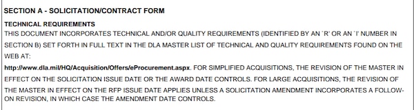 Example of Uniform Contract Format for Continuation Page's Section A - Solicitation/Contract Form. See adjacent text or context for equivalent information of image.