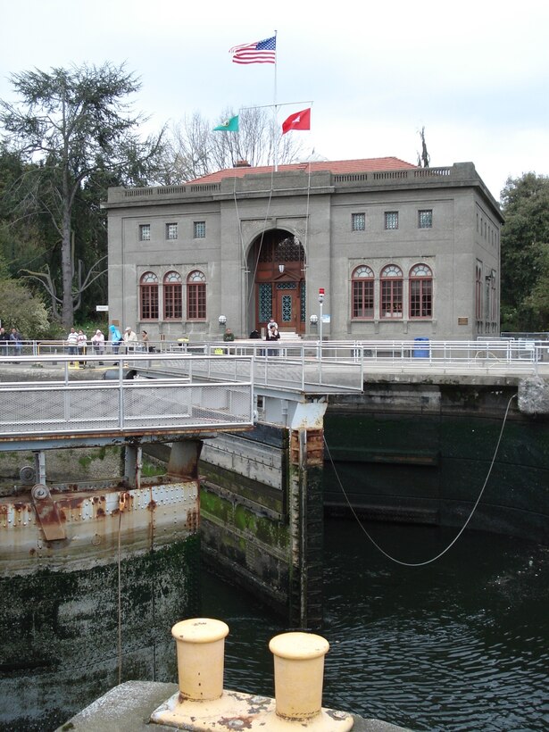 Photo of the small locks at the Hiram M. Chittenden Locks, Seattle, Washington.