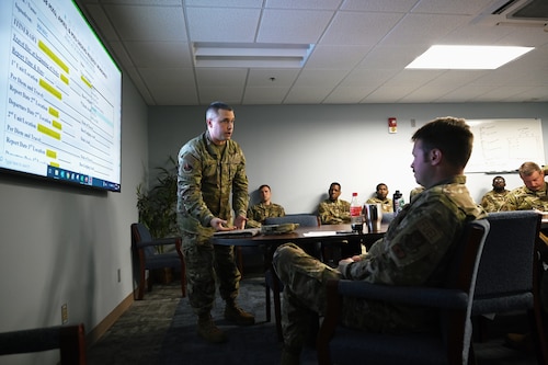 a man gives a briefing to a group