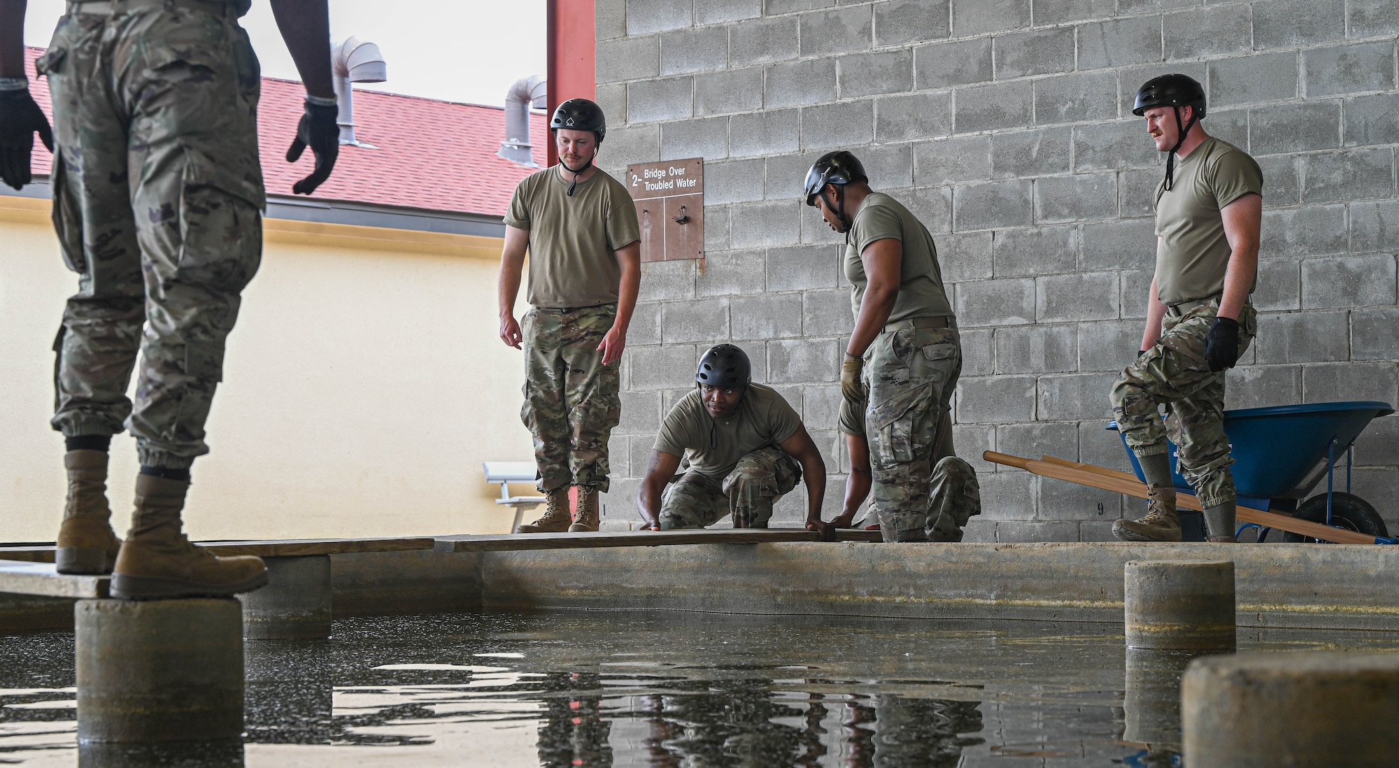 people participate in a team building exercise