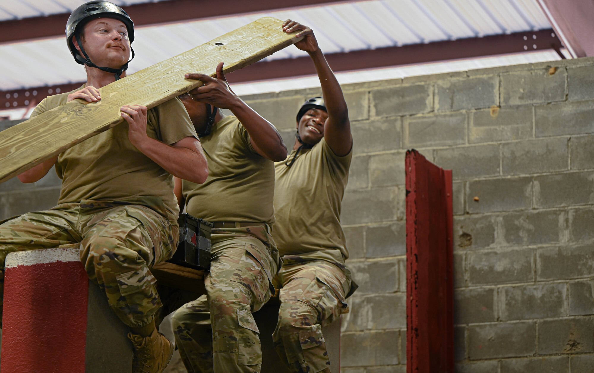 people participate in a team building exercise
