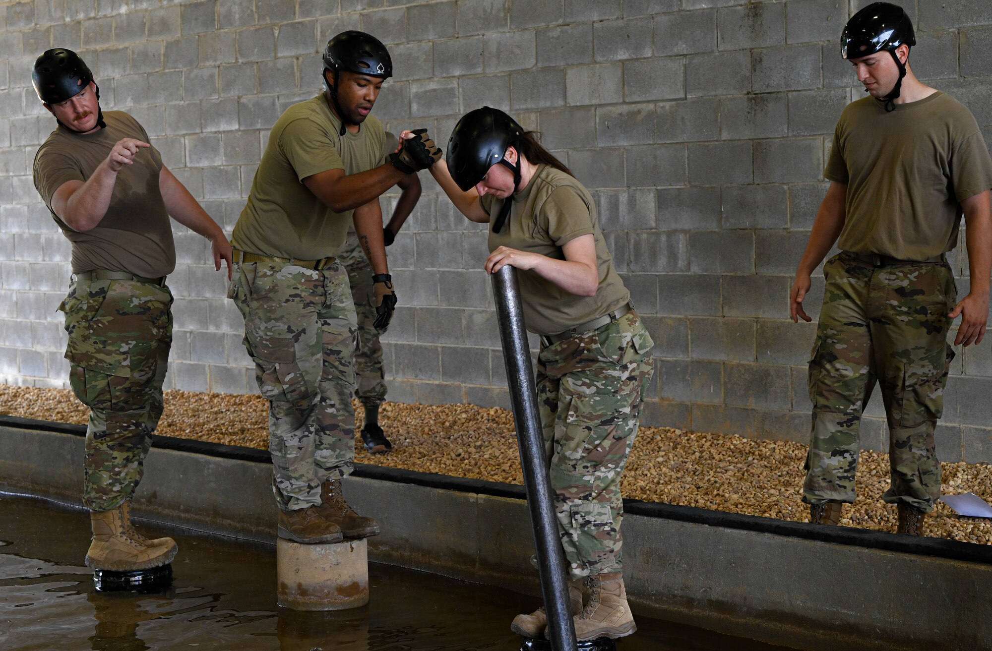 people participate in a team building exercise