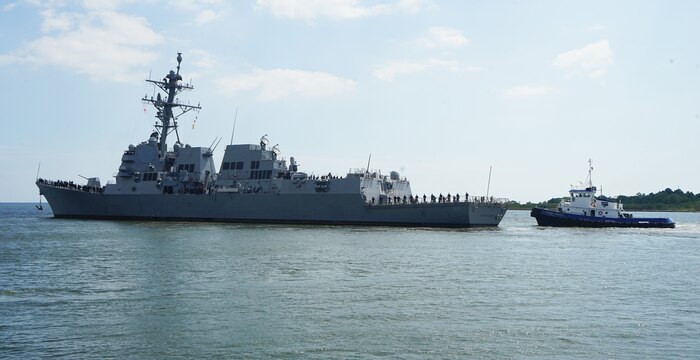 The Navy’s newest guided missile destroyer, the future USS Jack H. Lucas (DDG 125) sailed away from the Huntington Ingalls Industries’ (HII) Ingalls Shipbuilding Division shipyard, Sept 26.