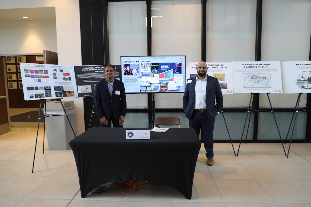 GSL Branch Chiefs Vinneet Gupta (left) and Fahmi Atwain (right) showcase technology that assist Soldiers in navigating safely from place to place.