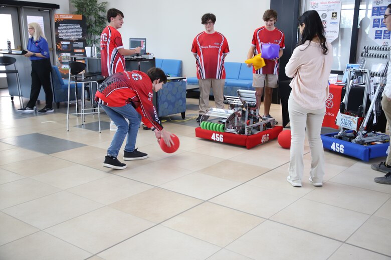 Team 456 Siege Robotics, a robotics team for 8-12 grade students from schools in the Vicksburg area, show attendees several of their robots built for various competitions.