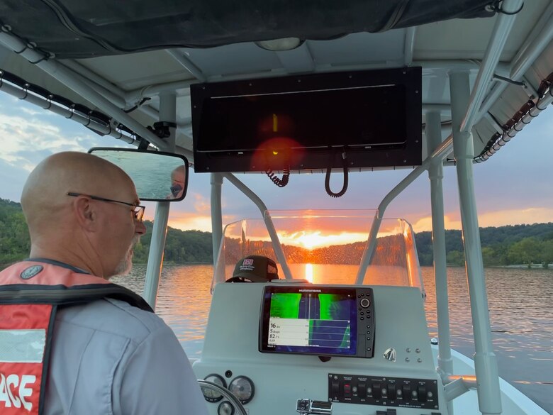 Darren Smith, a natural resource specialist with Nolin River Lake, patrols the lake as part of his duties.