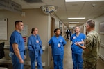 U.S. Air Force Col. Roy Louque, 99th Inpatient Surgical Squadron’s master clinician, right, speaks to Currency Training Program (CTP) participants at Nellis Air Force Base, Nevada, Aug. 24, 2023. The 99th MDG’s CTP provides U.S. Air Force medical personnel with the training and skill set needed for adequate and efficient care down range.
