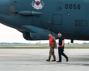 The 5th Aircraft Maintenance Squadron’s new wireless headset kit displayed at Minot Air Force Base, North Dakota, Sept. 19, 2023. The wireless headset kit gives Airmen increased mobility while maneuvering around the B-52H Stratofortress. (U.S. Air Force photo by Senior Airman Evan Lichtenhan)