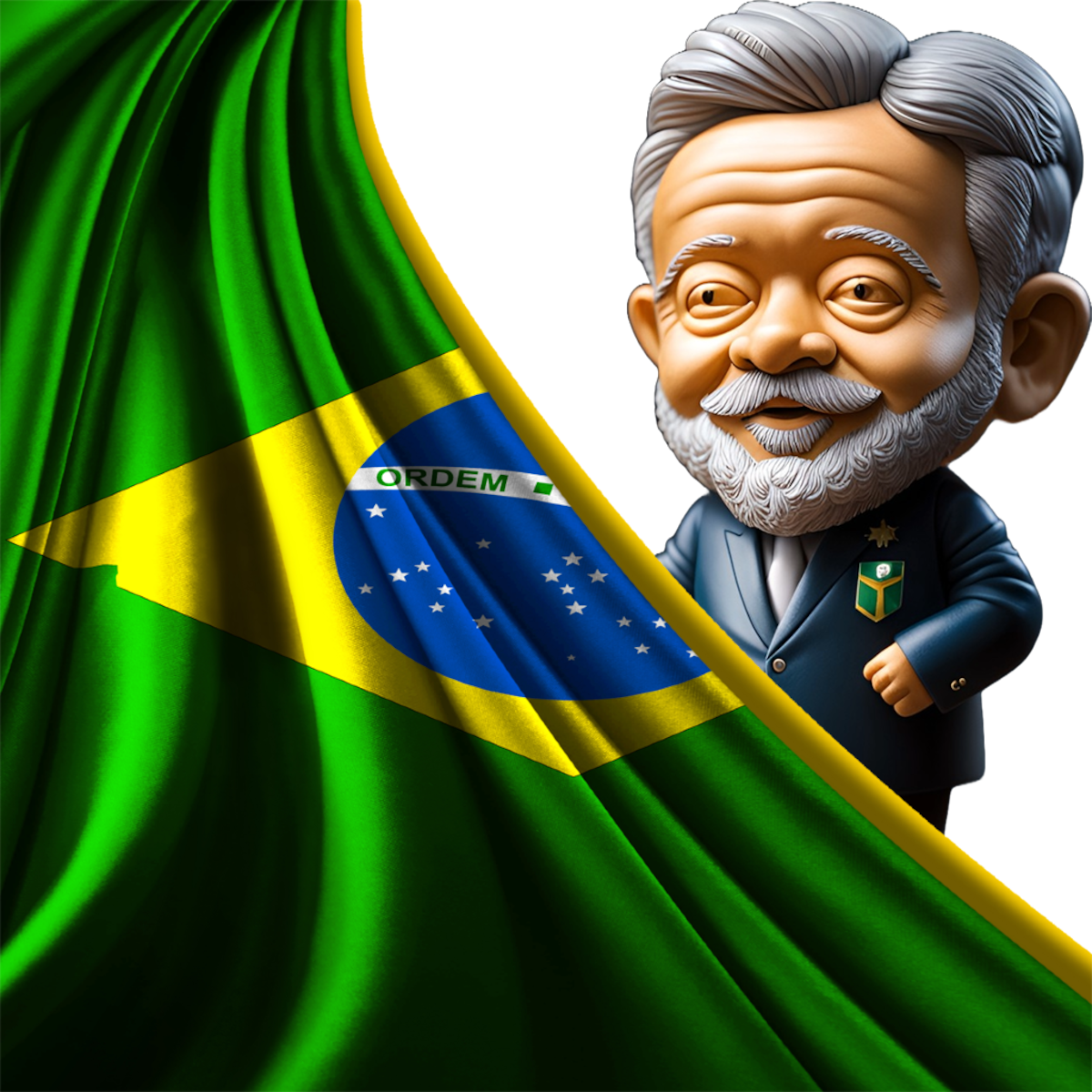 President Lula with the Brazilian flag