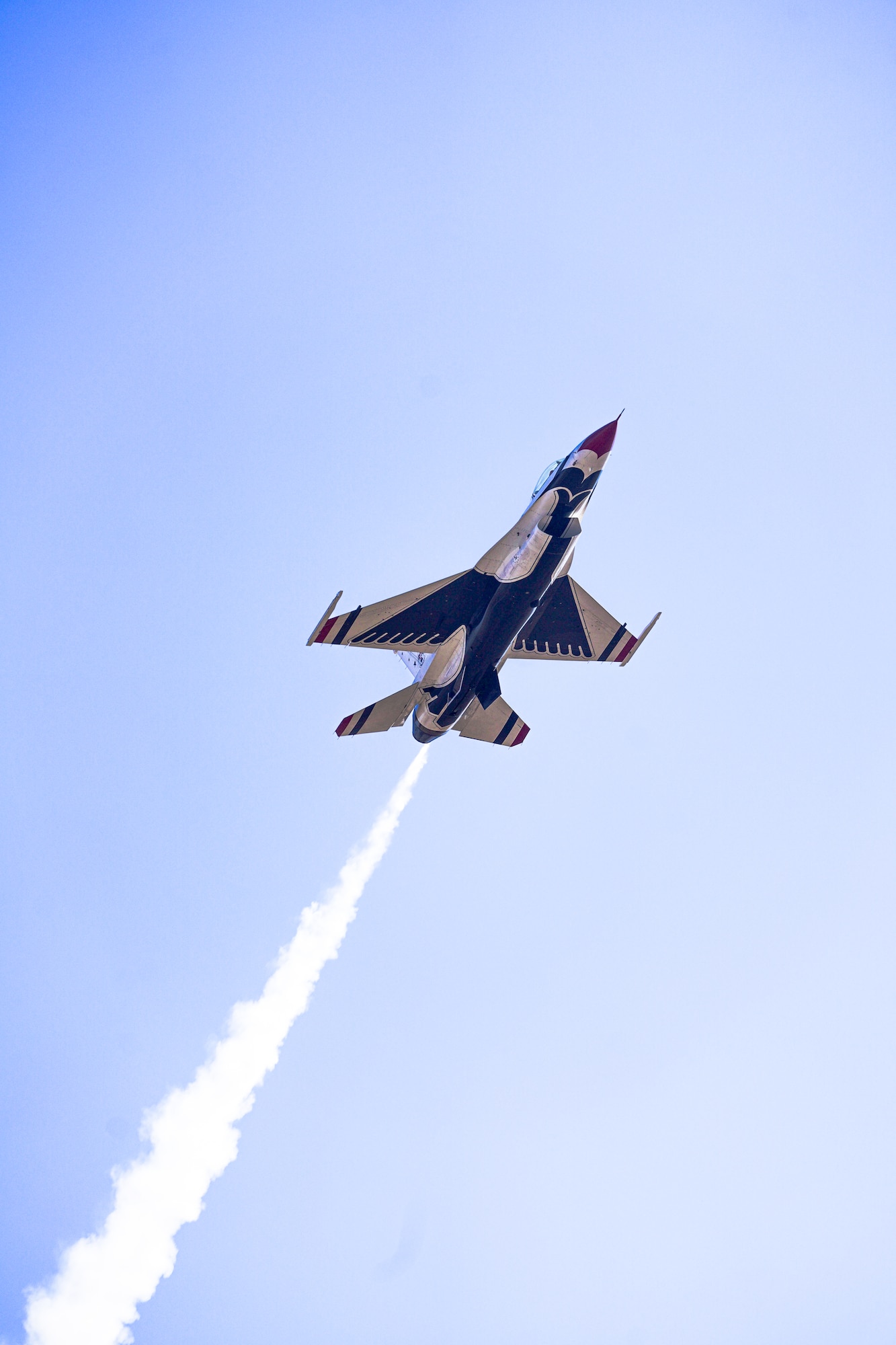 The United States Air Force Air Demonstration team “Thunderbirds” execute a carefully choreographed demonstration at the California Capital Air Show Sept. 23, 2023, in Rancho Cordova, California.