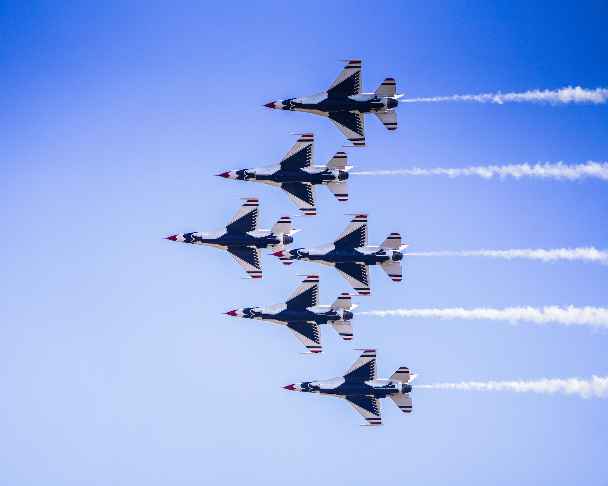 The United States Air Force Air Demonstration team “Thunderbirds” execute a carefully choreographed demonstration at the California Capital Air Show Sept. 23, 2023, in Rancho Cordova, California.