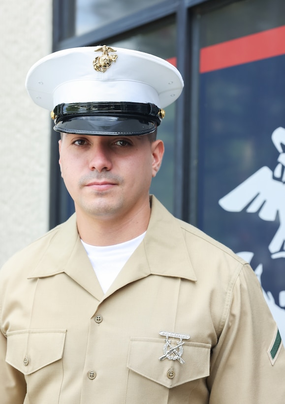 U.S. Marine Corps Pfc. Eric Suminski, a recruiter assistant under the Command Recruiting Program with Recruiting Substation Murfreesboro, Recruiting Station (RS) Nashville, represents his RS in Nashville, Tennessee, August 7, 2023. This program offers new Marines the opportunity to return to their recruiting station in support of recruiting efforts. (U.S. Marine Corps photo by Cpl. Bernadette Pacheco)