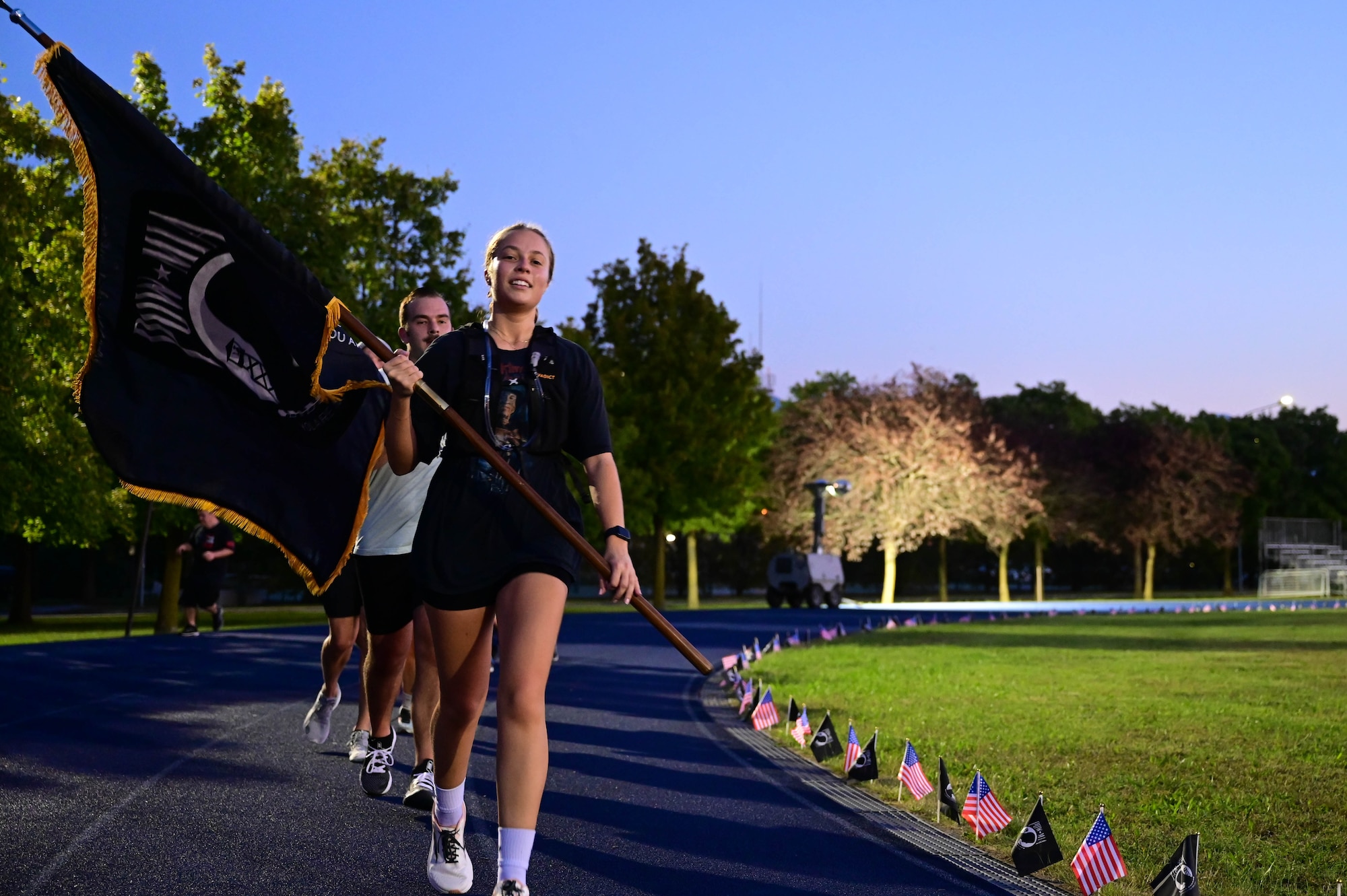 Members from the 31st Fighter Wing participate in the POW/MIA 24-hour vigil walk/run.