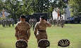 Col. Daniel Meyers, incoming commander, 510th Regional Support Group, takes command of the brigade following the 510th RSG change of command ceremony at Daenner Kaserne, near Kaiserslautern, Germany, on Sept. 9, 2023. The ceremony, presided over by Brig. Gen. Karen Monday-Gresham, commander, 7th Mission Support Command, was held to transfer command of the brigade from Col. Dean Roberts, outgoing commander, 510th RSG, to Col. Daniel Meyers, incoming commander, 510th RSG.