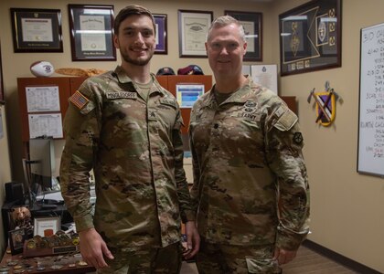 Sgt. Andrew Mingledorff, V Corps chaplains plans and operations NCO, and Chaplain Lt. Col. James ‘Nathan’ Kline, V Corps deputy corps chaplain. Chaplains provide a completely confidential avenue for Soldiers struggling with thoughts of suicide or other stressful concerns. (U.S. Army photo by Sgt. Gabriella Sullivan)