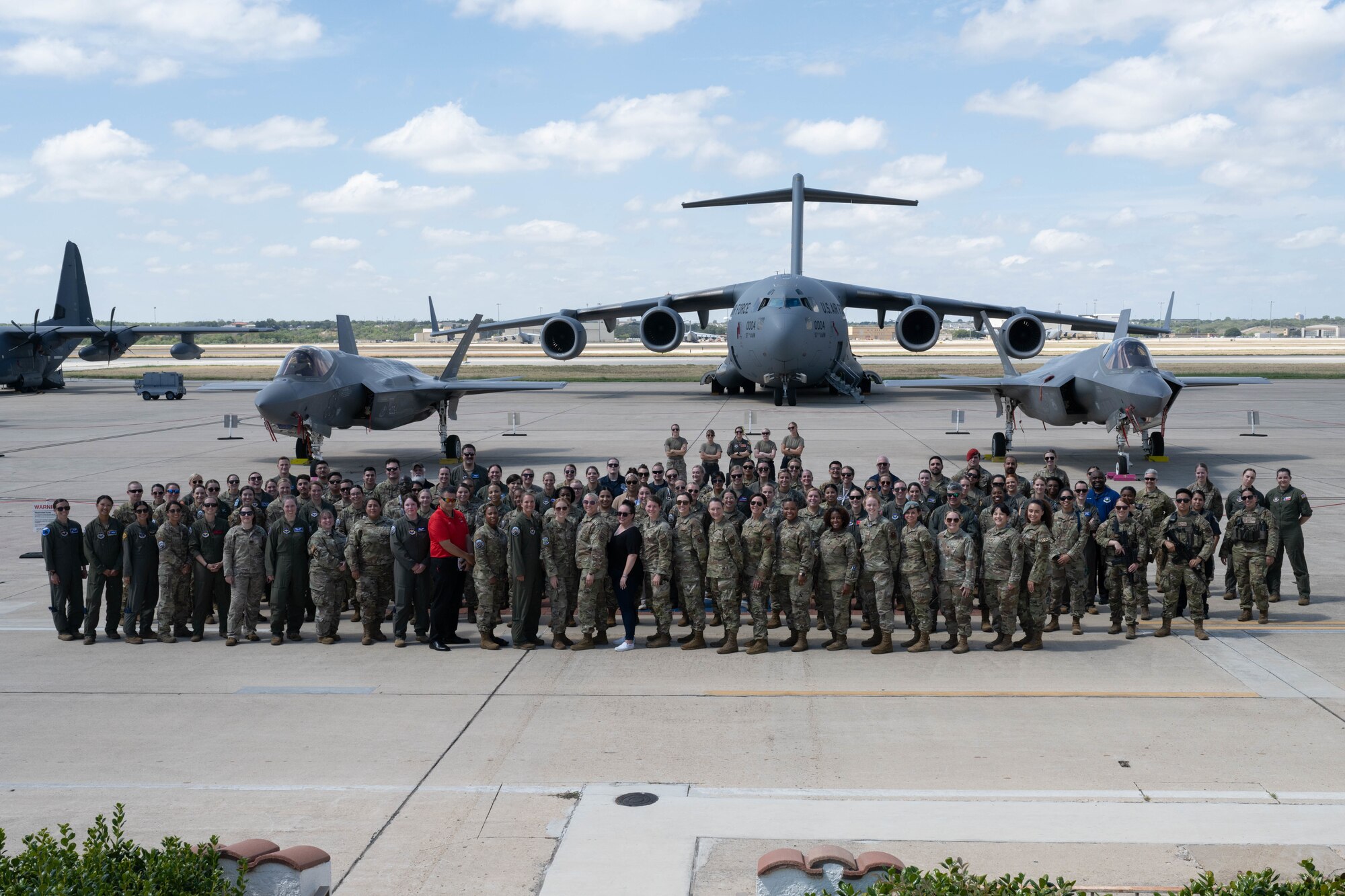 About 400 local students attended the Girls in Aviation celebration, which showcased women from across Air Education and Training Command and their aircraft. The women represented various career fields, such as pilots, maintainers and boom operators. (U.S. Air Force photo by Airman 1st Class Gabriel Jones)