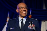 Air Force Chief of Staff Gen. CQ Brown, Jr. make remarks before presenting the Operation Homefront Military Child of the Year Award to Air Force recipient Louis Geer during a ceremony in Arlington, Va., April 13, 2023. (U.S. Air Force photo by Eric Dietrich)