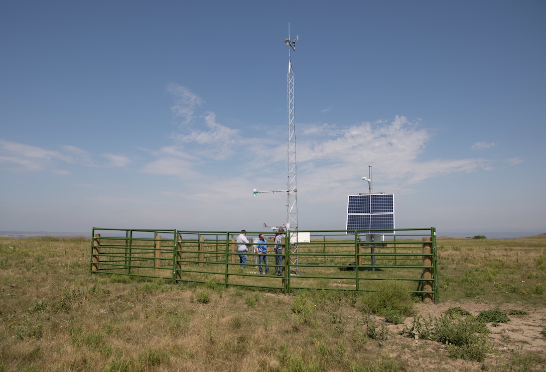Newly completed Mesonet Weather Station on the Lower Brule Sioux tribal reservation in South Dakota, Aug. 23, 2023.