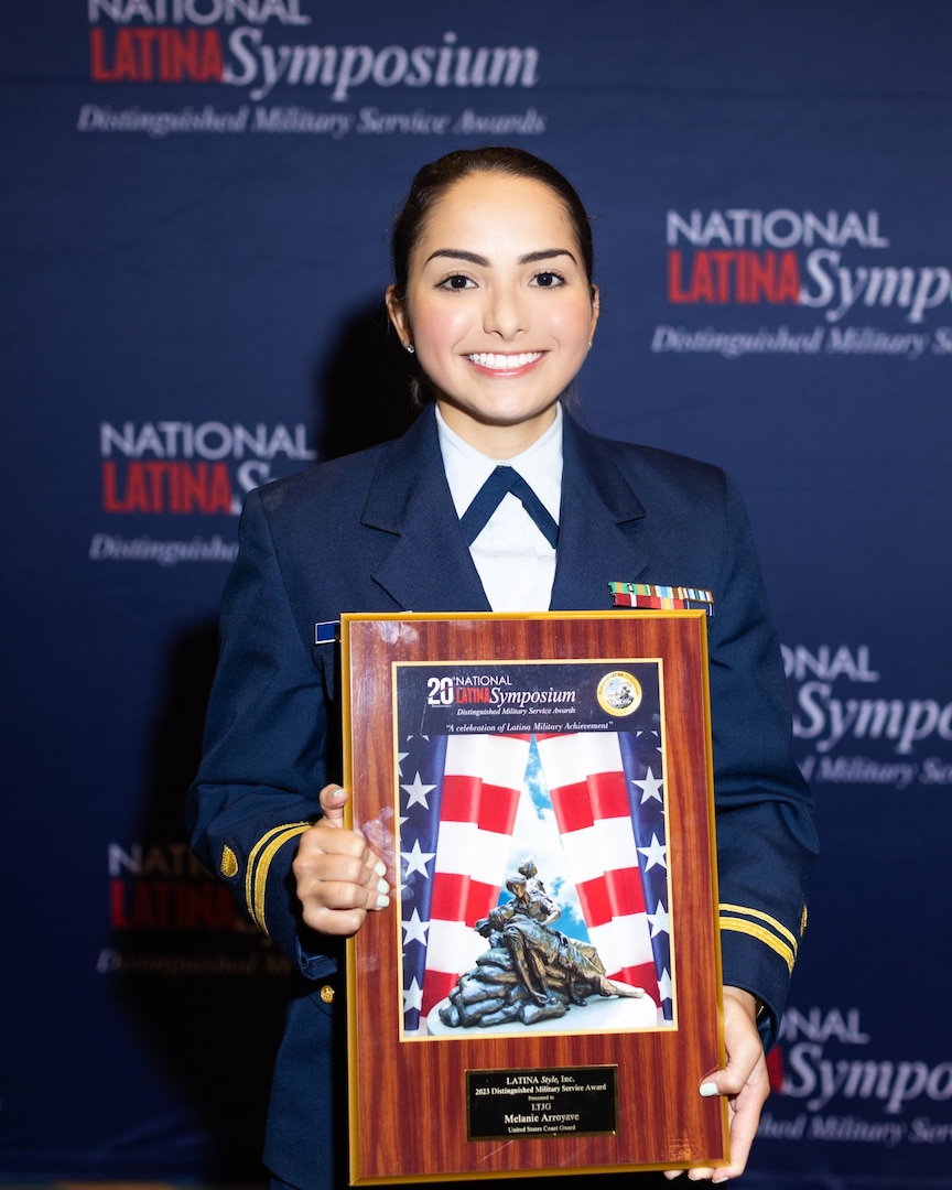 Lt. j.g. Melanie Arroyave, an officer stationed at Coast Guard Sector Virginia, was
awarded the 2023 LATINA Style Distinguished Military Service Award during the National
LATINA Symposium held in Arlington, Virginia Sept. 21. This recognition commemorates her outstanding
achievements and unwavering commitment to diversity, equity, and inclusion within the Coast Guard
and the broader community.