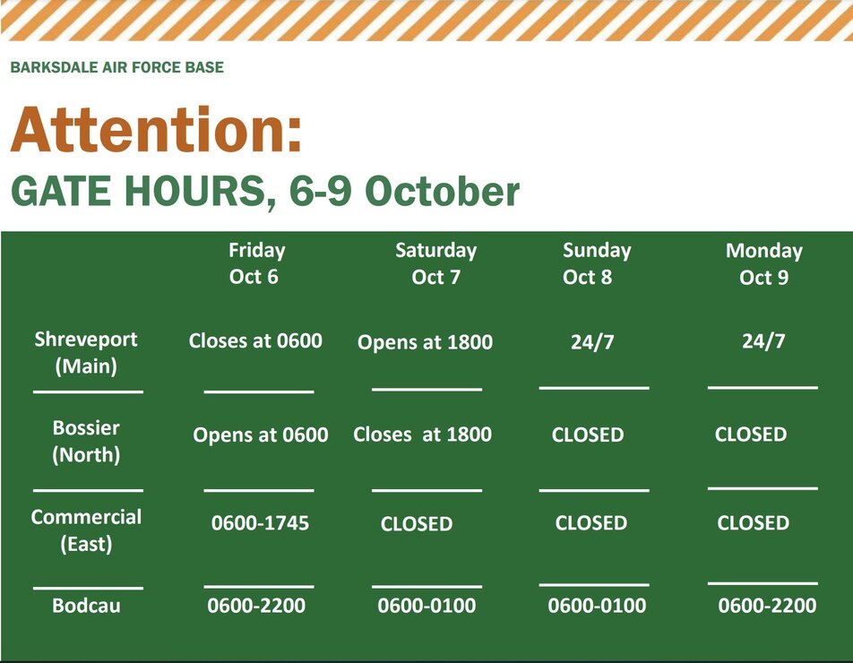 This graphic informs the public about the change in gate hours during a four day weekend.