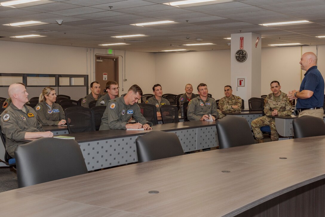 “Edguardo Santiago-Maldonado, Senior Strategist with AFRL’s High Speed Systems Division, instructs operational crews from B-1, B-2, B-52, and F-15E units across Air Force Global Strike Command and Air Combat Command as they participate in hypersonic weapon familiarization training at Edwards Air Force Base, California, Sept. 28. The participating crews received expert academics and training on hypersonic fundamentals and participated in tactical discussion on hypersonic operations to increase operational readiness and prepare multiple Air Force aircraft communities for hypersonics including the Hypersonic Attack Cruise Missile,  Air-launched Rapid Response Weapon, and  other programs under development. The Department of Defense is developing hypersonic science and technology to ensure the U.S. can rapidly field operational hypersonic systems. (U.S. Air Force photo by Lindsey Iniguez, 412th Test Wing Public Affairs)”