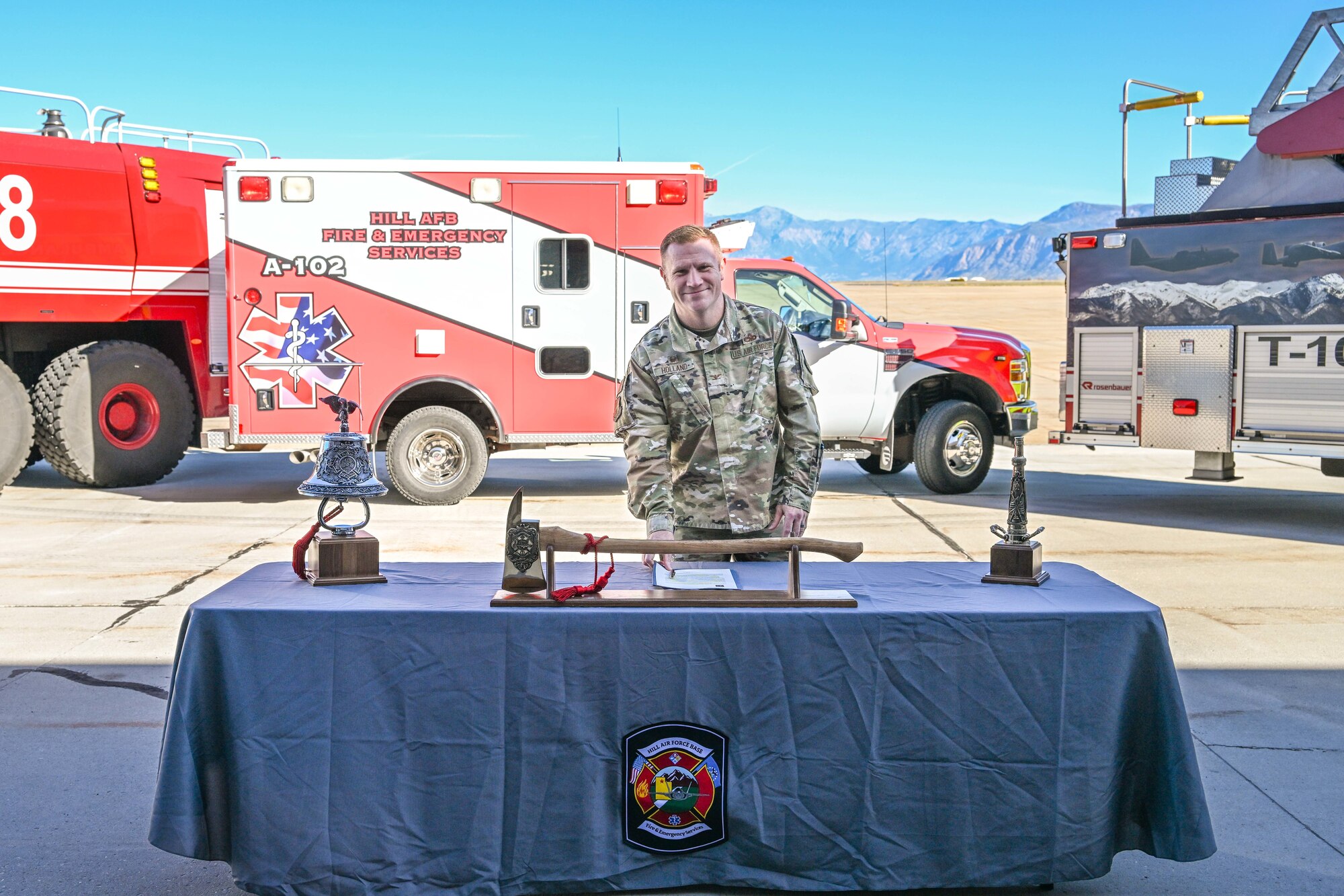 Col. Jeffrey Holland, 75th Air Base Wing commander, signs the Fire Prevention Week proclamation Sept. 28, 2023, at Hill Air Force Base, Utah.