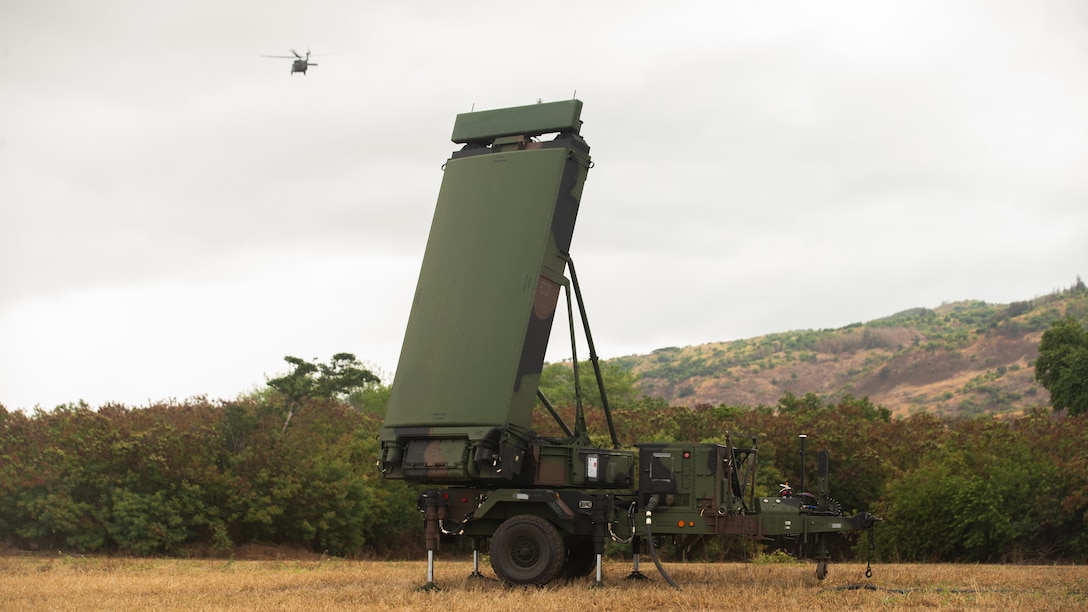 A U.S. Marines Corps AN/TPS-80 Ground/Air Task Oriented Radar with 3d Littoral Anti-Air Battalion, 3d Marine Littoral Regiment, 3d Marine Division, senses the battlespace during Force Design Integration Exercise on Dillingham Airfield, Hawaii, Sept. 27, 2023. Force Design Integration Exercise demonstrates the current capabilities of 3d MLR as an effective part of the Stand-In Force Integration with our Pacific Marines and Joint counterparts. Through the demonstration of Force Design 2030-enabled capabilities, 3d MLR showcases the implementation of technology, doctrine, and policy initiatives to allow the SiF to sense and make sense of potential adversaries, seize and hold key maritime terrain, and conduct reconnaissance and counter-reconnaissance. (U.S. Marine Corps photo by Sgt. Jacqueline C. Parsons)