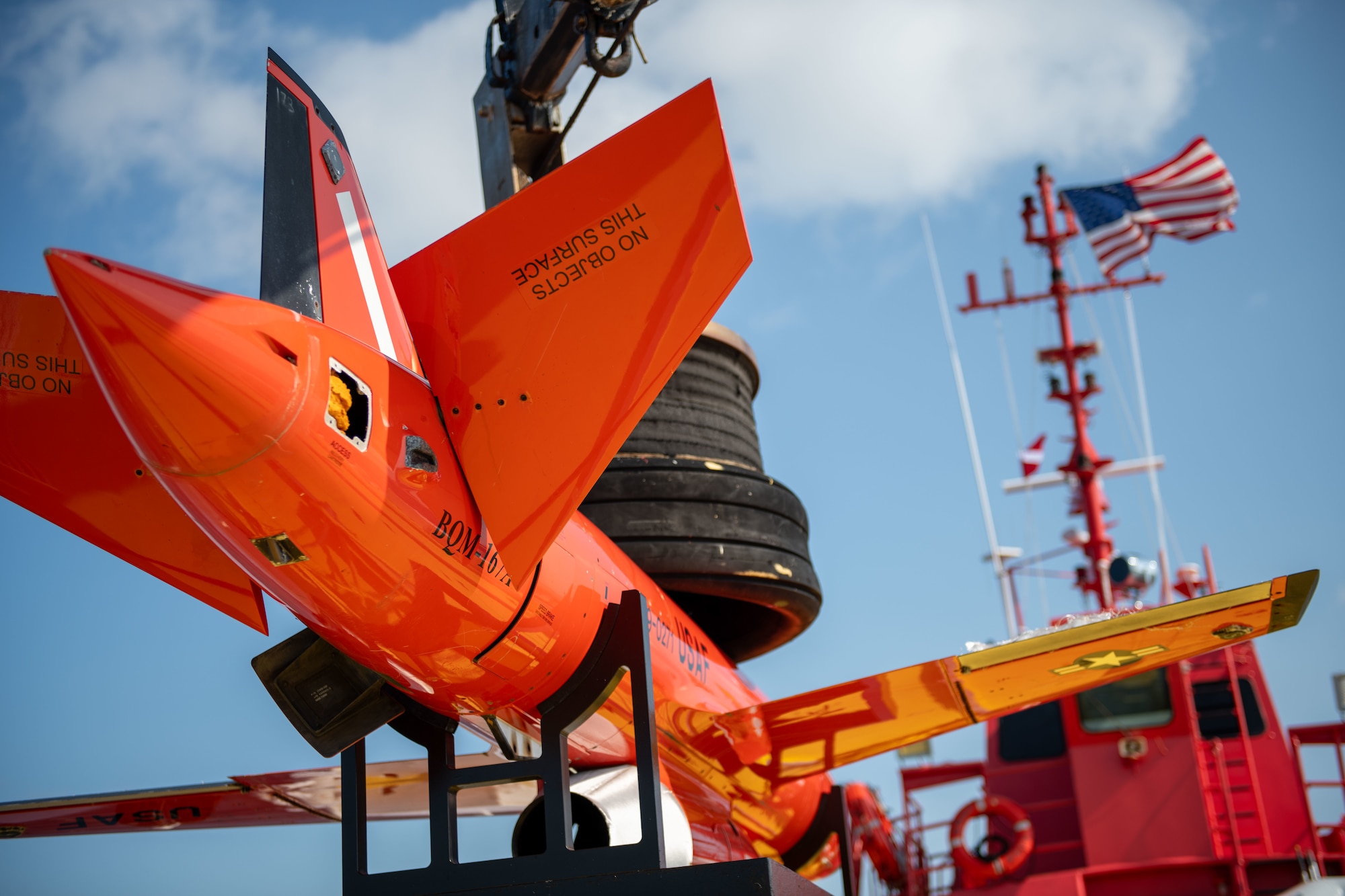 a aerial target sit on a boat